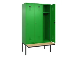 locker met bank,HxBxD 2120x1200x815mm,3vak,vak B 400mm,cilinderslot