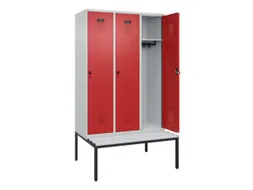 locker met bank,HxBxD 2120x1200x815mm,3vak,vak B 400mm,draaigrendel