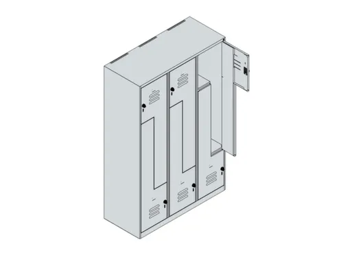 Z-garderobekast,HxBxD 1850x1200x500mm,vak B 200/400mm,cil.-slot