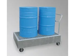 Opvangbak 2x 200l Opvangvol. 220l Staal 405x 1400x 800mm Verrijdbaar