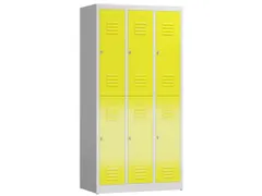 Dubbeldekse garderobekast 1800x870x500mm 3x2vak klink RAL7035 RAL1018