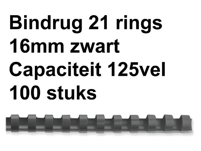 Bindrug Fellowes 16mm 21-rings A4 zwart 100stuks | FellowesInbindmachine.nl
