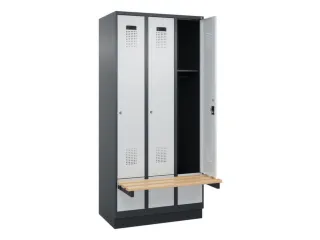 locker met bank,HxBxD 1950x900x815mm,3vak,vak B 300mm,cilinderslot - 1