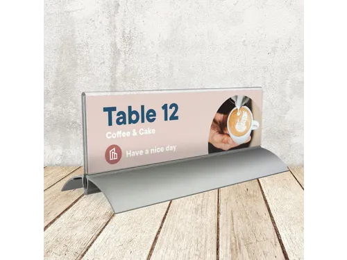 Tafelnaambord Europel 2 61x210mm acryl aluminium