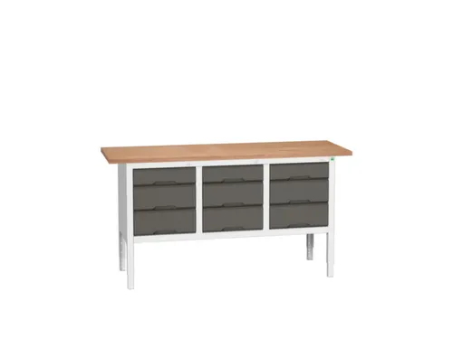 werkbank,HxBxD 830-930x1750x600mm,multiplexblad,uitrusting: 6lades