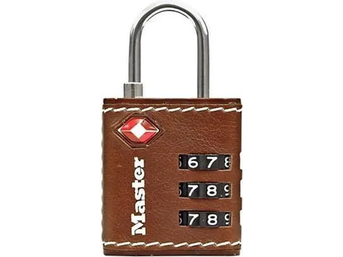 Hangslot Masterlock 3-cijfer combinatie 30mm TSA Bruin leer