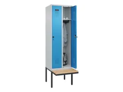 locker met bank,HxBxD 2120x600x815mm,2vak,vak B 300mm,draaigrendel