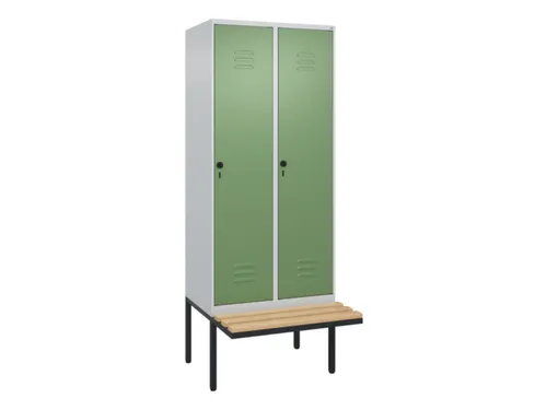 locker met bank,HxBxD 2120x800x815mm,2vak,vak B 400mm,draaigrendel