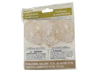 Ballon transparant met goud confetti 6 stuks 30cm - 2