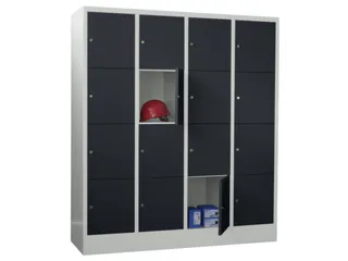lockerkast,HxBxD 1850x1600x500mm,4x4vakken,RAL7035,front RAL7016 - 2