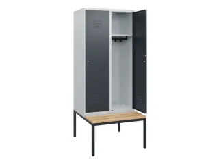locker met bank,HxBxD 1950x800x815mm,2vak,vak B 400mm,cil.-slot - 2