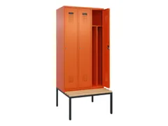 locker met bank,voor scheiding van kleding,HxBxD 2120x900x815mm,3vak
