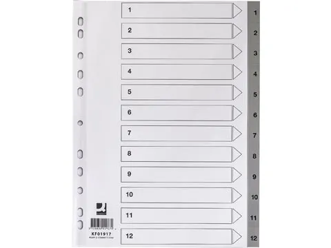 tabbladen 1-12 grijs A4 11-gaats