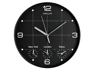 Wandklok Unilux On Time Ø30,5cm zwart/wit tijdzone cijfers - 1