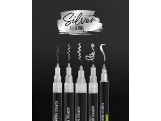Acrylmarker Online lettering 5 breedtes zilver - 4