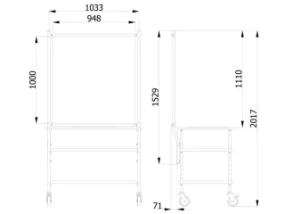 anti-speekselscherm,pvc-folie,glashelder,frame staal RAL5007 - 2