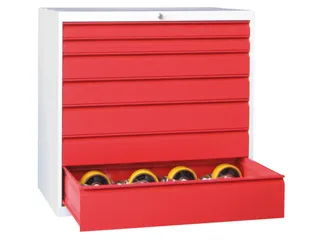 ladekast,HxBxD 1000x1023x600mm,7lade(n),RAL7035,front RAL3000 - 2