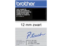 Labeltape Brother P-touch TC-201 standaard 12mm zwart op wit