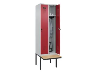locker met bank,HxBxD 2120x600x815mm,2vak,vak B 300mm,draaigrendel - 1