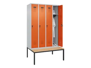 locker met bank,HxBxD 2120x1200x815mm,4vak,vak B 300mm,draaigrendel - 1