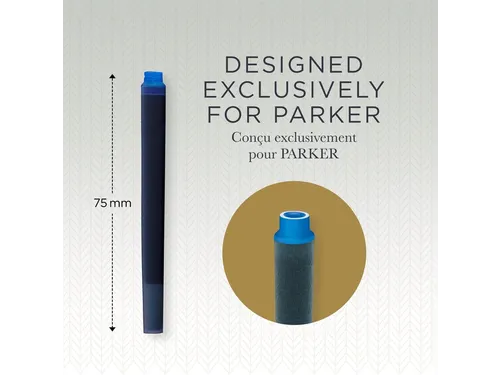Inktpatroon Parker Quink uitwasbaar blauw blister à 5 stuks