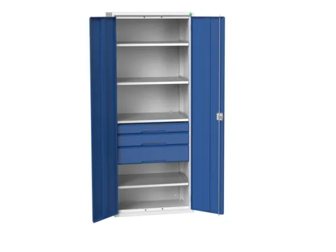 universele kast,HxBxD 2000x800x550mm,4xStalen bodem,3lade(n)