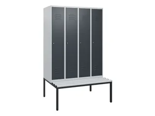 locker met bank,HxBxD 1950x1200x815mm,4vak,vak B 300mm,cil.-slot - 1