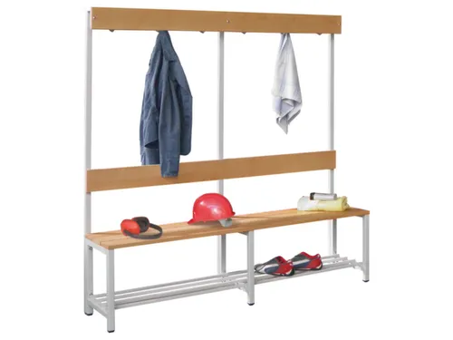 Omkleedbank LxB 1500x400mm Houten Latten Schoenenrek Haken Lichtgrijs