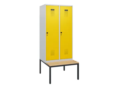 locker met bank,HxBxD 1950x800x815mm,2vak,vak B 400mm,draaigrendel