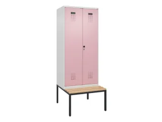 locker met bank,voor scheiding van kleding,HxBxD 2120x800x815mm,2vak - 2