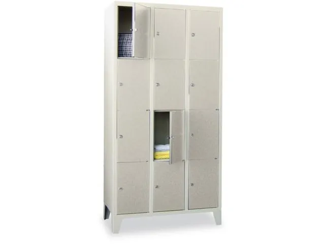 lockerkast,HxBxD 1850x900x500mm,3x4vakken,RAL7035,front RAL7016
