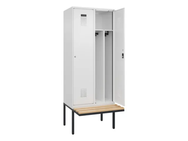 locker met bank,voor scheiding van kleding,HxBxD 2120x800x815mm,2vak