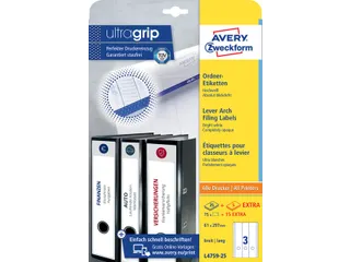 Rugetiket Avery Zweckform Breed/lang 297x61mm Wit L4759 90 stuks - 3
