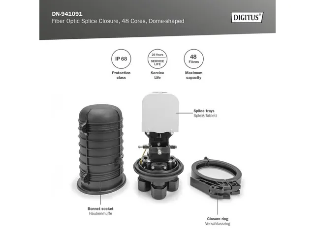 Glasvezel koepelsluiting 48 vezels