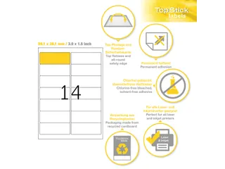 Etiketten universele labels A4 permanent 99,1x38,1mm Wit 1400 stuks - 2