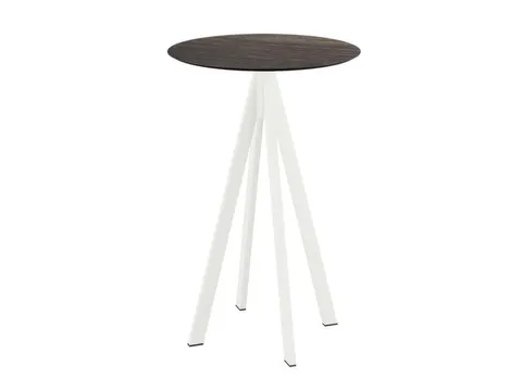 statafel,HxØ 1090x700mm,rond,4voeten wit,blad HPL Riverwashed Wood