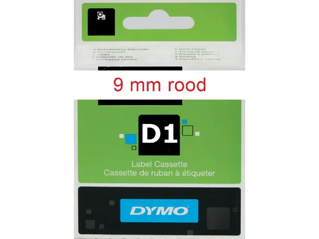 Labeltape Dymo D1 40915 720700 9mmx7m polyester rood op wit