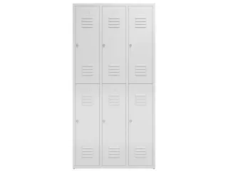 Dubbeldekse garderobekast 1800x870x500mm 3x2vak klink RAL7035 - 2