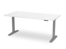 Elektrisch ihv bureau,HxBxD 650-1300x1800x800mm,blad wit,T-voet grijs
