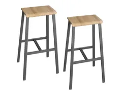 Set Barkrukken Industrial, zitting Eiken natuur