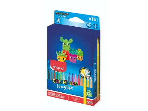 Viltstift Maped Color'Peps Long Life 2.0 doos à 15 stuks assorti