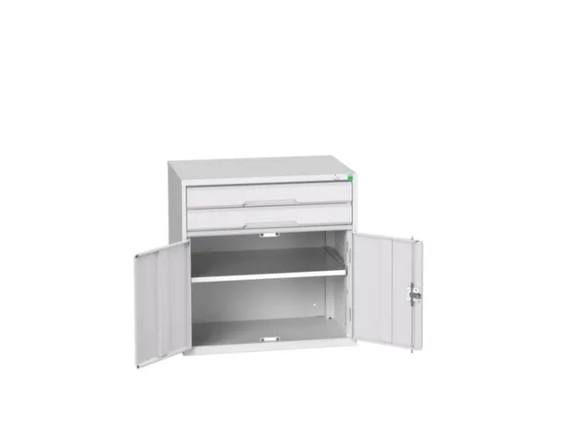 ladekast HxBxD 800x800x550mm 2laden 2deuren RAL7035 front RAL7035