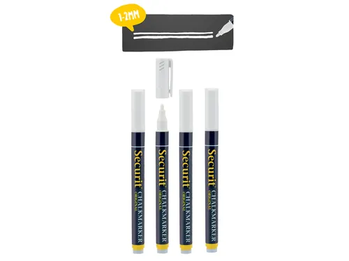 Krijtstift Securit SMA-100 rond wit 1-2mm blister à 4 stuks