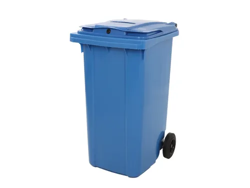 Container 240 Liter Met Gleuf En Slot Blauw Kunststof