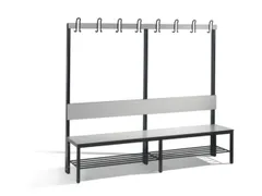 omkleedbank,HxLxD 1710x2000x407mm,HPL zilvergrijs,frame staal RAL7021