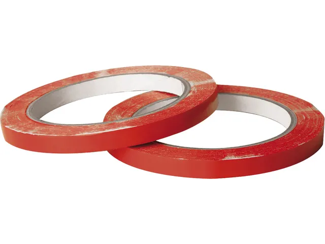 Zakkensluittape Raadhuis 9mm x 66m PVC rood krimp a 16 rol