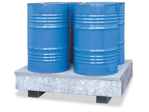 Opvangbak Staal 1325x1320x250mm Voor 4x200l Vaten Rooster Verzinkt