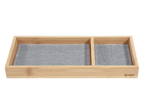 Pennenbak EYE STYLE bamboe 245x109x25mm met l.grijs- zwarte inlay