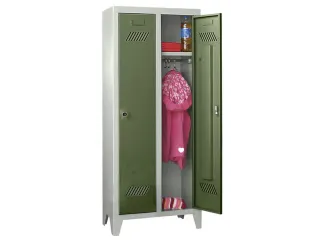 lockerkast v. kinderen,HxBxD 1300x530x300mm,2vak,RAL7035,front RAL6011 - 3