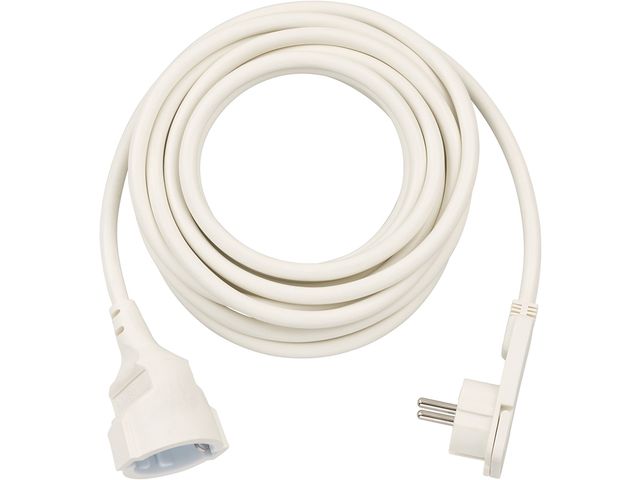 Textiel verlengsnoer wit - met witte platte stekker - 3m
